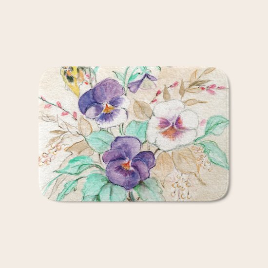 Pansies Bouquet Bath Mat