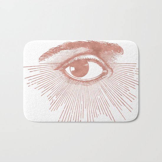 I see you. Rose Gold Pink Quartz on White Bath Mat
