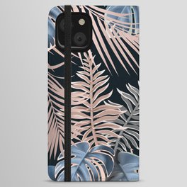 Lush Jungle Pink Blue and Grey iPhone Wallet Case