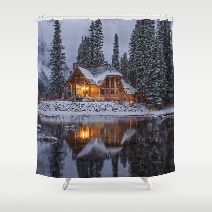 Cabin in Winter Woods (Color) Shower Curtain