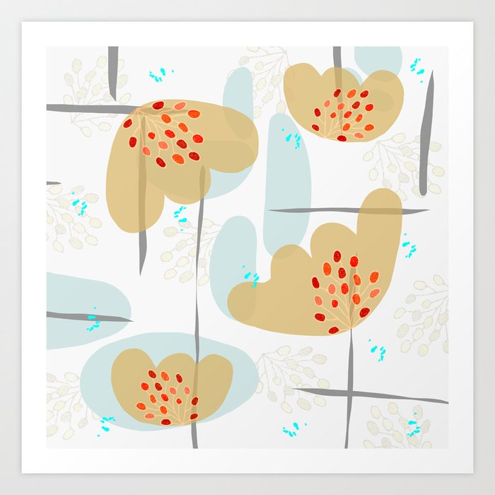 Organic Minimal Flowers and Leaves Shapes Art Print by oursunnycdays |  Society6
