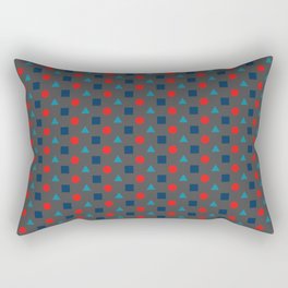 Asymetric pattern with squares, circles and triangles on a grey background Rectangular Pillow