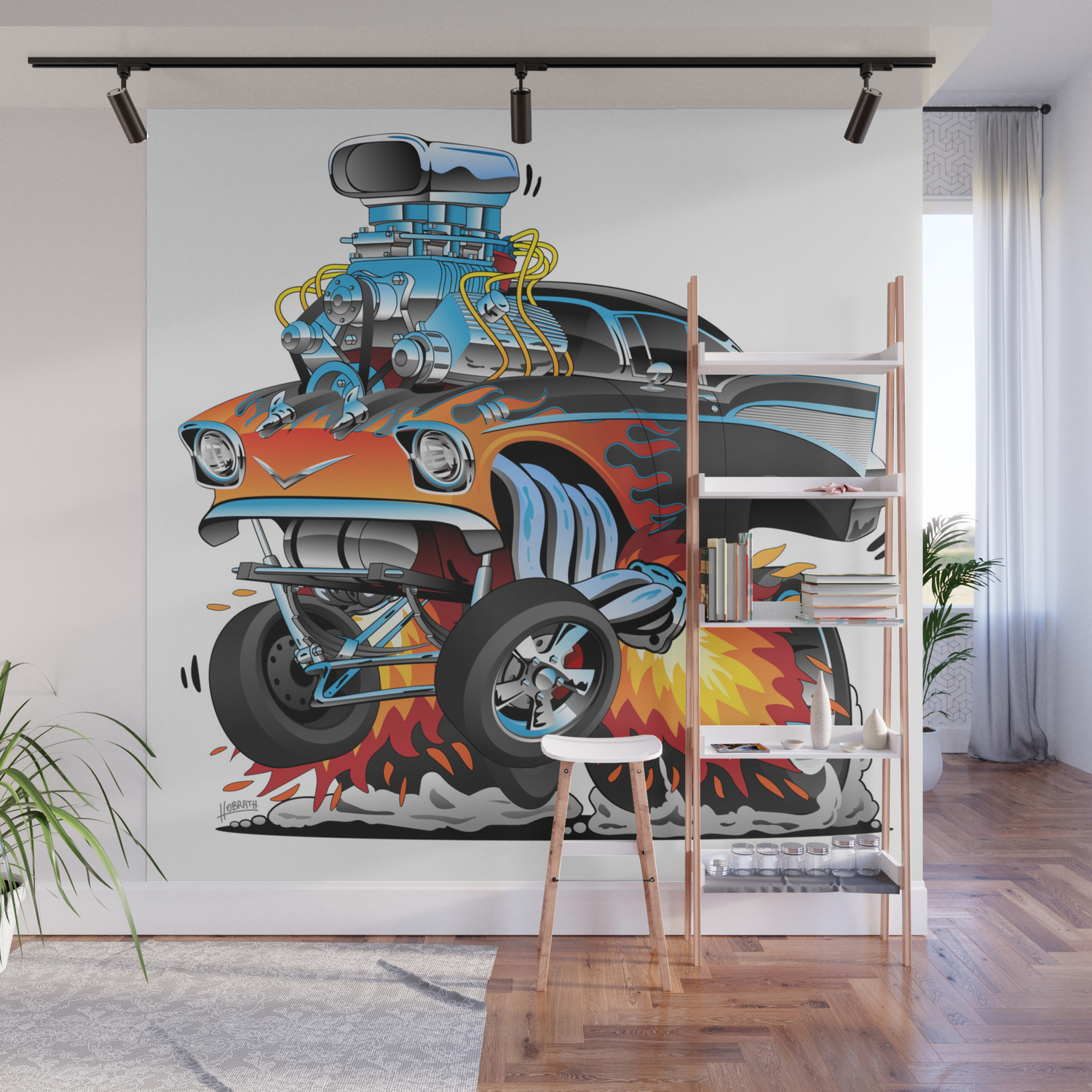 FAST FUN HOT ROD Speed Racer RACE CARS Boys Room WALL DECALS STICKERS APPLIQUES
