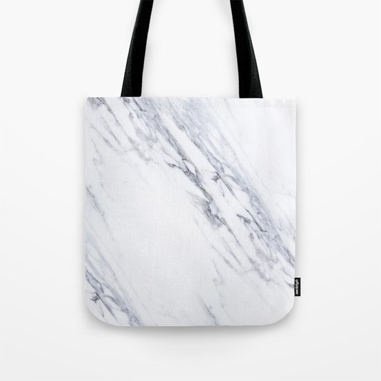 White Marble with Classic Black Veins Tote Bag