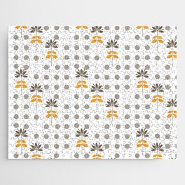 Grey Polka Dot And Floral Retro Pattern Background Jigsaw Puzzle