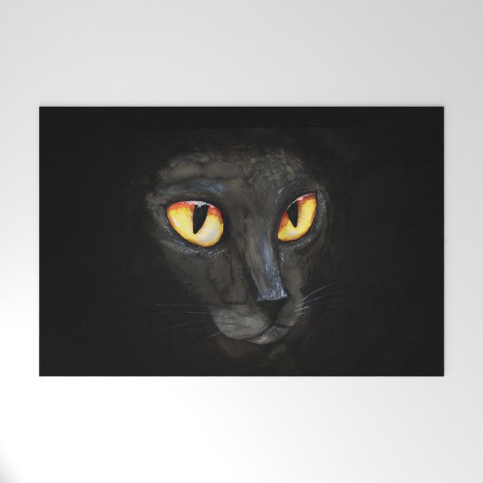 Black Cat S Eyes Welcome Mat By Wizzies Society6