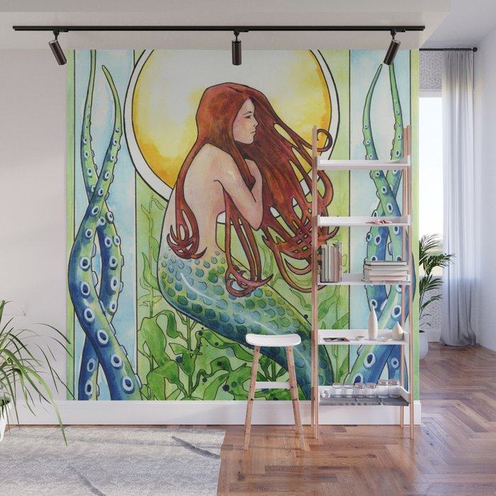 Kelp Forest Mermaid Wall Mural By Samnagel Society6
