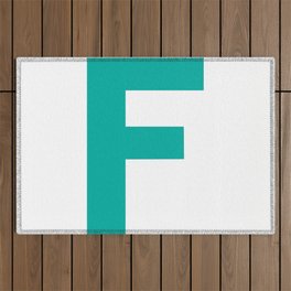 Letter F (Turquoise & White) Outdoor Rug