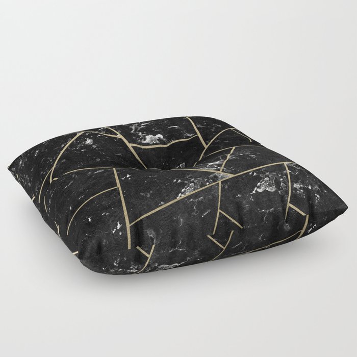 Black Marble Gold Geometric Glam #1 #geo #decor #art #society6 Floor Pillow