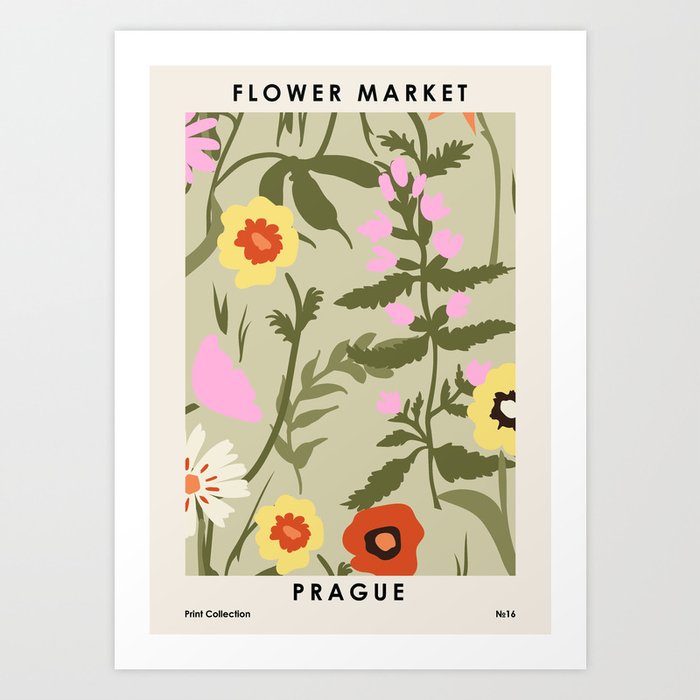 Flower Market, Prague, Abstract floral art Art Print