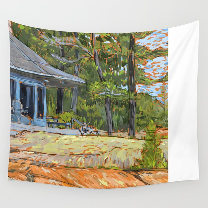 Cottage on the Rocks Wall Tapestry