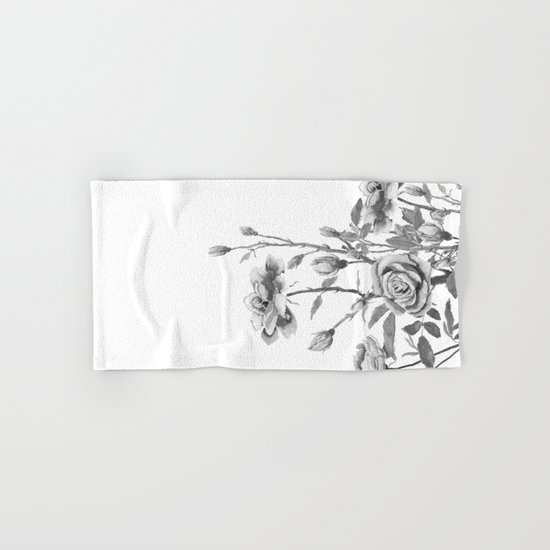 black and white roses Hand & Bath Towel