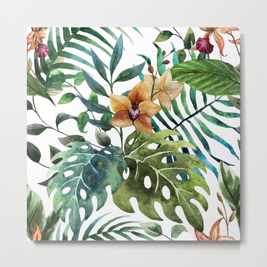 Tropical Floral Pattern 03 Metal Print