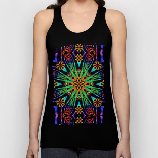 Colourful fantasy flower with tribal patterns Unisex Tank Top