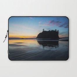Sunset on Ruby Beach - Sea Stack Silhouette Along Coast at Ruby Beach Washington in Pacific Northwest Laptop Sleeve
