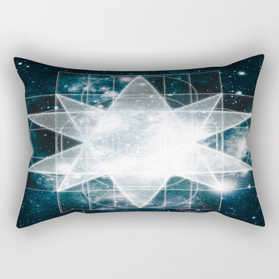Sacred Geometry : Teal Galaxy Rectangular Pillow