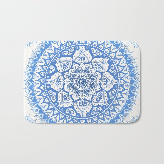 Yin Yang Mandala in Soft Blues Bath Mat