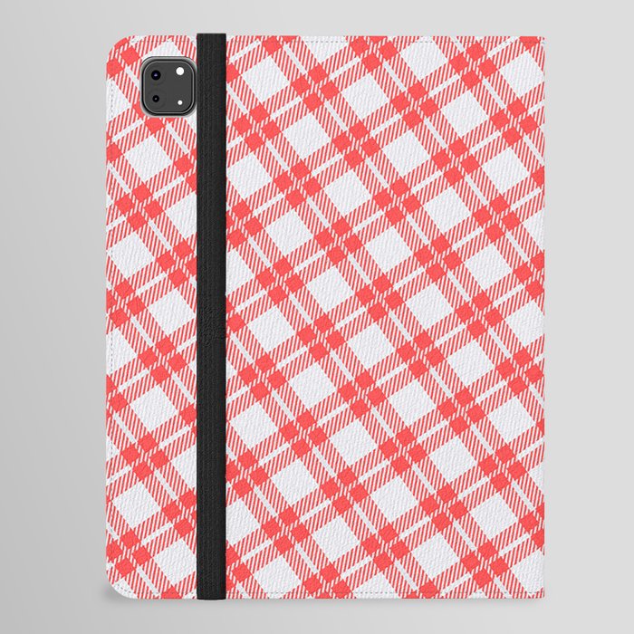  Red Tartan Plaid Pattern iPad Folio Case