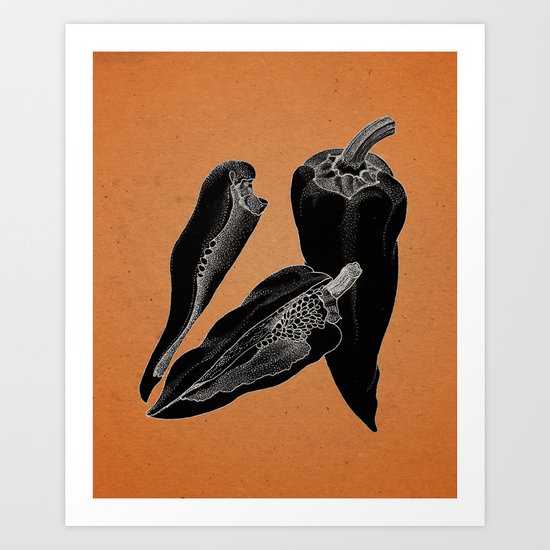 Chillies by night Art Print