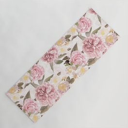 Vintage & Shabby Chic - Antique Sepia Summer Day Roses And Peonies Botanical Garden Yoga Mat