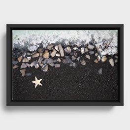 Black Glitter Beach Framed Canvas