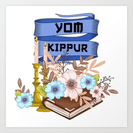 happy yom kippur floral Art Print