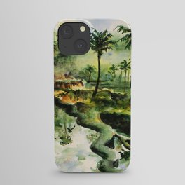 Sunny rice fields of Bali, Indonesia - Watercolor art iPhone Case