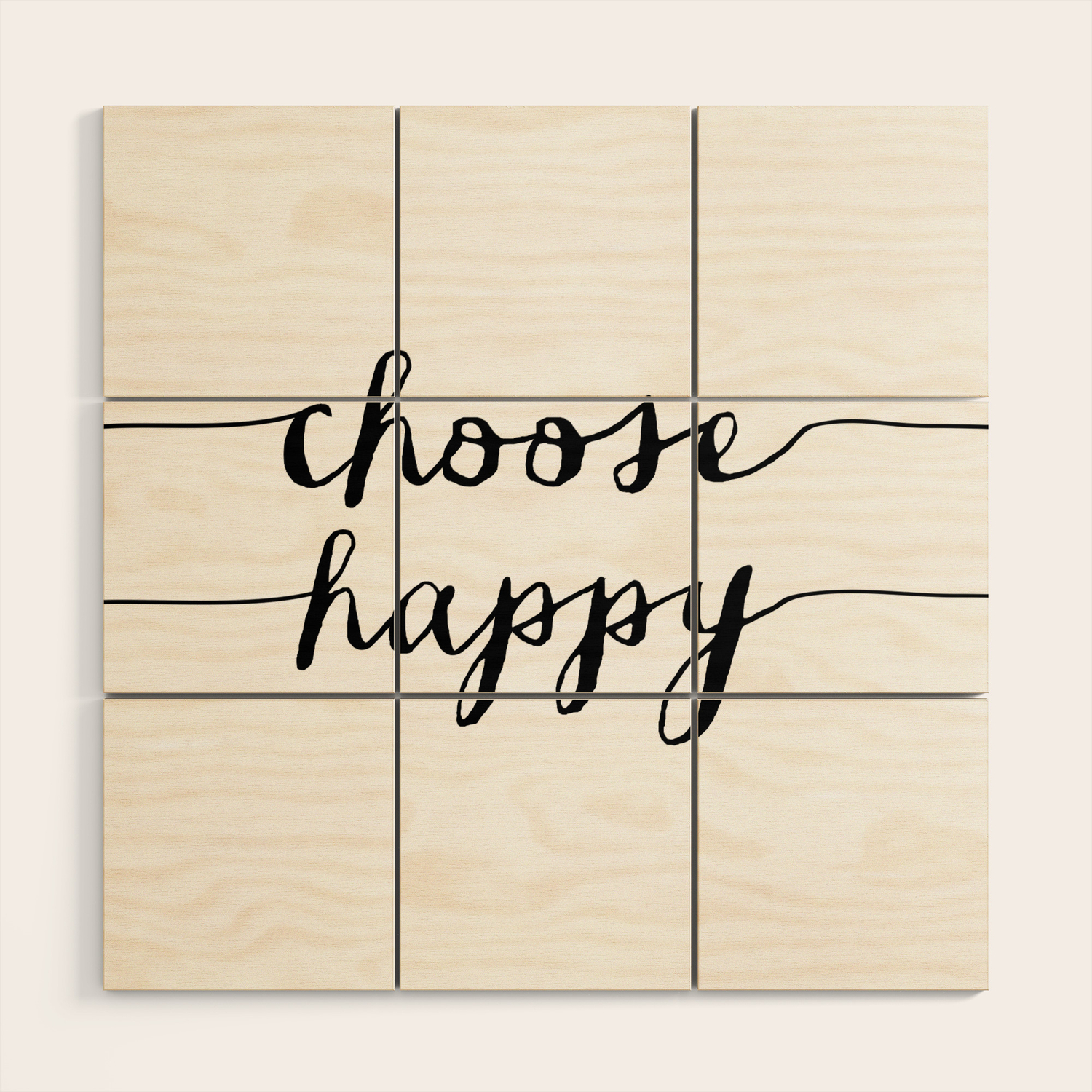 Choose Happy Black And White Monochrome Typography Poster Design Home Decor Bedroom Wall Art Wood Wall Art By Themotivatedtype Society6