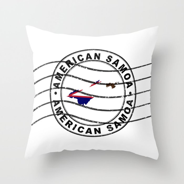 Map of American Samoa, Postal Passport Stamp, Travel Stamp Throw Pillow