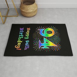 [ Thumbnail: 94th Birthday - Fun Rainbow Spectrum Gradient Pattern Text, Bursting Fireworks Inspired Background Rug ]