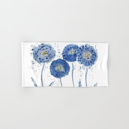 four blue dandelions watercolor Hand & Bath Towel