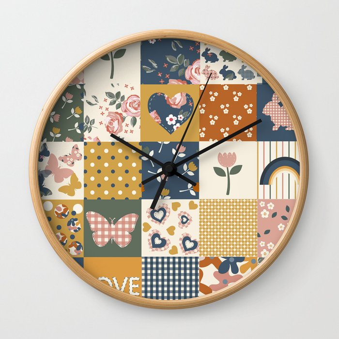 Spring Patchwork Wall Clock
