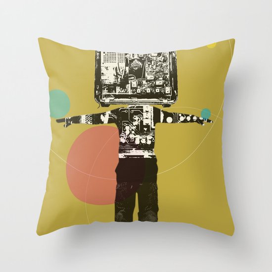 Electric Kid Collage Throw Pillow