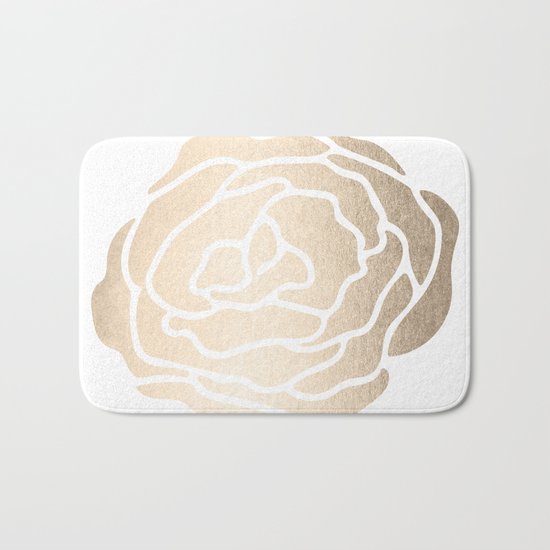 Rose White Gold Sands on White Bath Mat