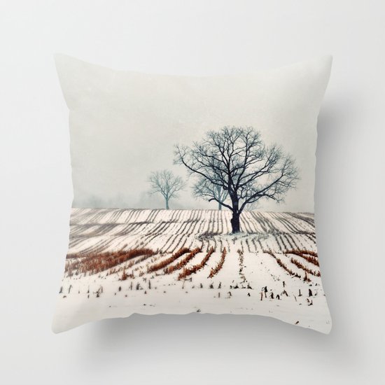 Winter Farm Throw Pillow