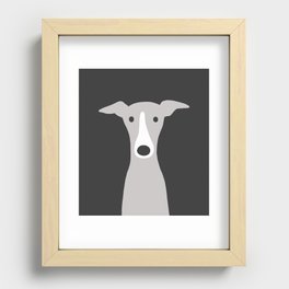 Cute Greyhound, Italian Greyhound or Whippet Cartoon Dog Recessed Framed Print