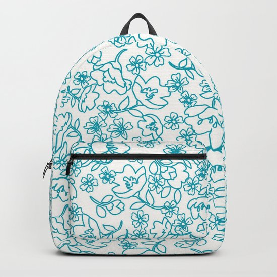 Turquoise Flowers Backpack