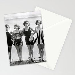 The Roaring Twenties, "Bathing Beauties", 1925: Vintage black and white photo, cleaned and restored Stationery Card