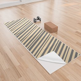 [ Thumbnail: Beige and Dim Gray Colored Stripes/Lines Pattern Yoga Towel ]