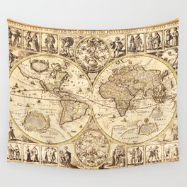 Novvelle et exacte description dv globe terrestre (World Map circa 1645) Wall Tapestry