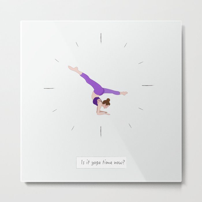 clock: is it yoga time now?  Metal Print