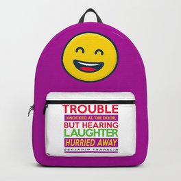 Laughter Quote Backpack | Graphicdesign, Cute, Truth, Happy, Prints, Grape, Digital, Benfranklin, Life, Smileyface 