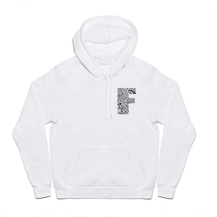 Alphabet Letter F Impact Bold Abstract Pattern (ink drawing) Hoody