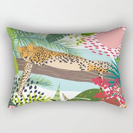 Colorful Jungle Cheetah Print Rectangular Pillow