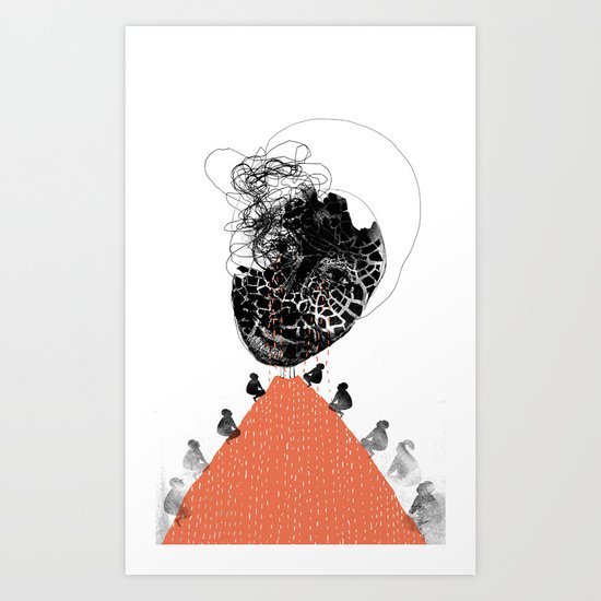 Moonrise mountain (mother earth cries) Art Print