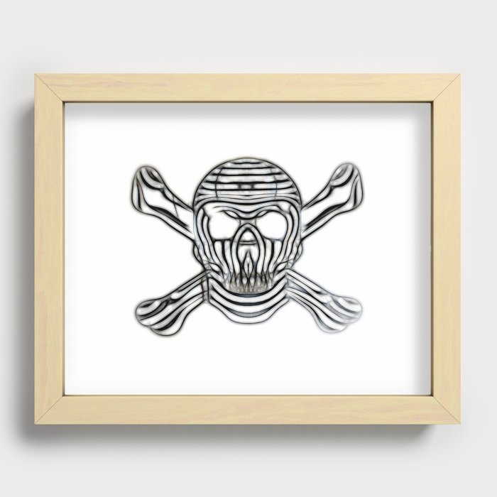 Skull And Crossbones Black And White Stripe Recessed Framed Print