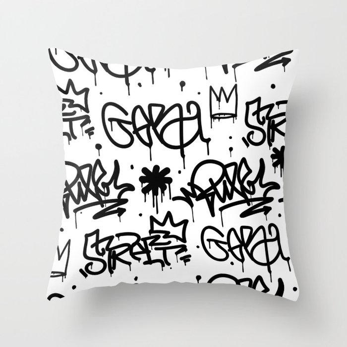 Crowns & Graffiti pattern Throw Pillow