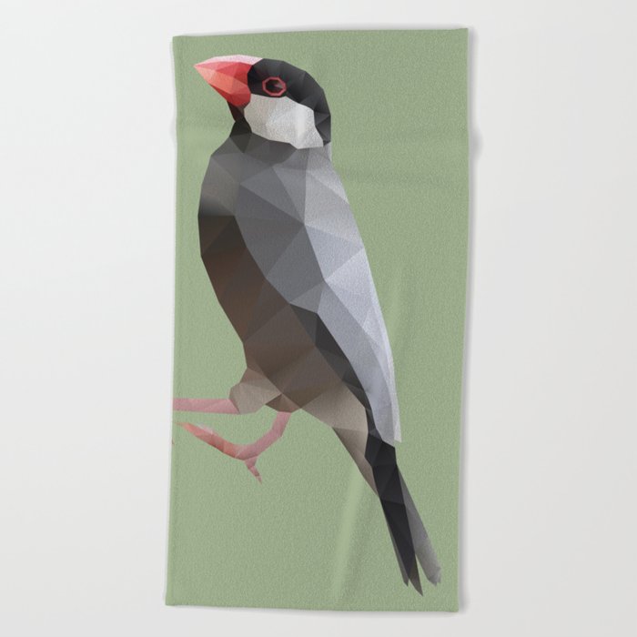 Java Sparrow polygon art Beach Towel