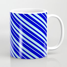 [ Thumbnail: Blue & Turquoise Colored Pattern of Stripes Coffee Mug ]