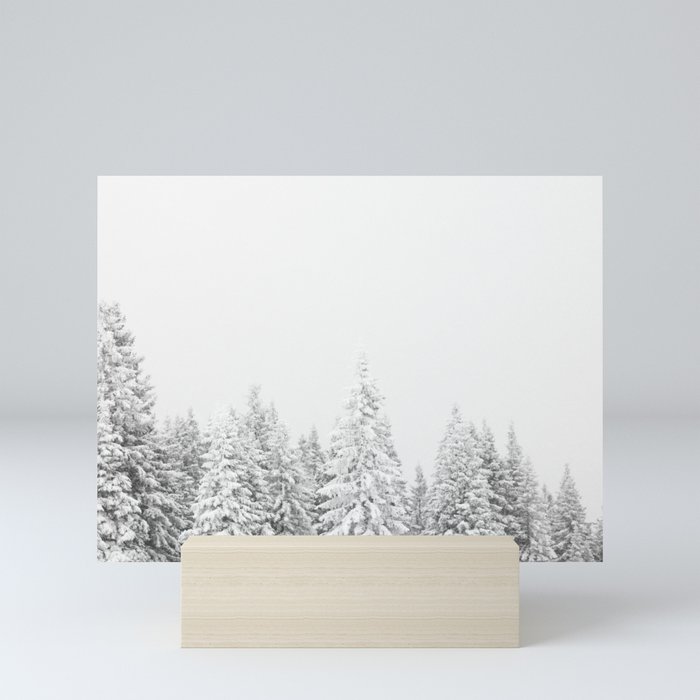 Snowy Evergreen Forest Mini Art Print